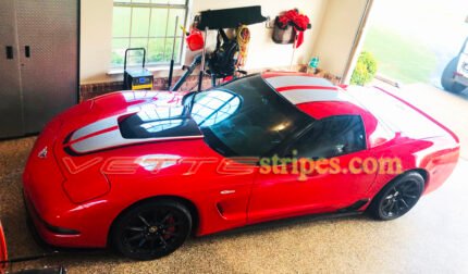 Torch red C5 Corvette with MCM hood CE stripes