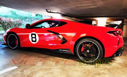 Torch red C8 Corvette Stingray side stripes GT