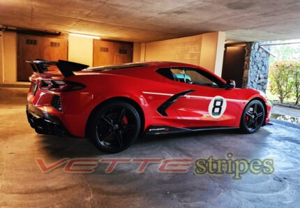 Torch red C8 Corvette Stingray side stripes GT