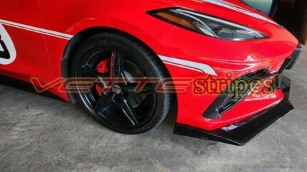 Torch red C8 Corvette Stingray side stripes GT B style front nose