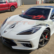 White C8 Corvette Stingray with Hood Stingray fish logo in gloss carbon flash