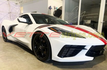 White C8 Corvette with 3M 1080 gloss carbon flash rocker panel extension