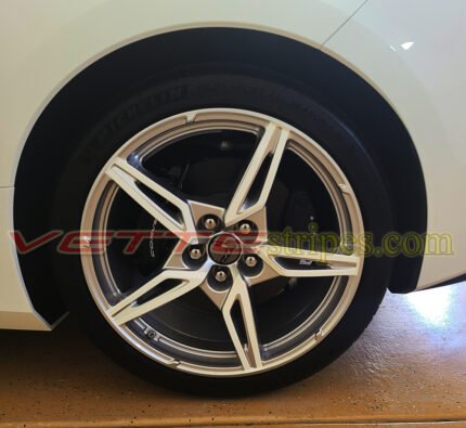 White C8 Corvette with 3M 2080 gloss white Z51 5 open spoke wheel decals