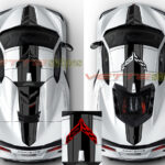White C8 Corvette with OEM roof and rear jake hood stripes extended
