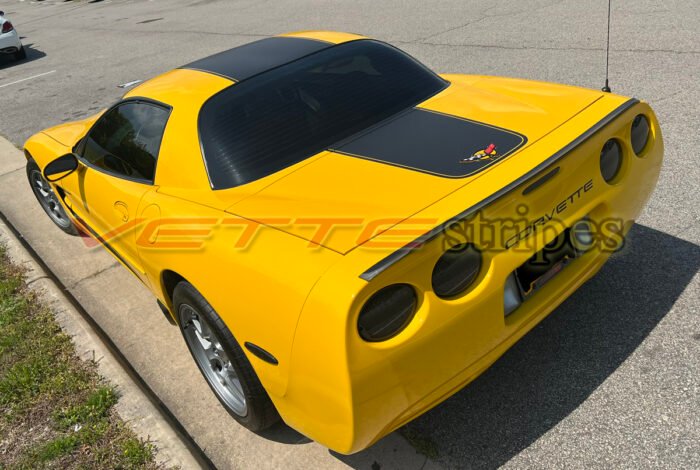 Yellow C5 Corvette Z06 with matte black and gloss black GT5 stripes