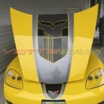 Yellow C6 Corvette coupe with GT1 stripes in 3M 1080 2080 gloss black carbon fiber shark gray