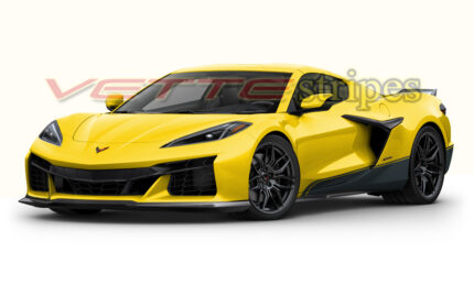 Yellow C8 Corvette Z06 with carbon flash stripes